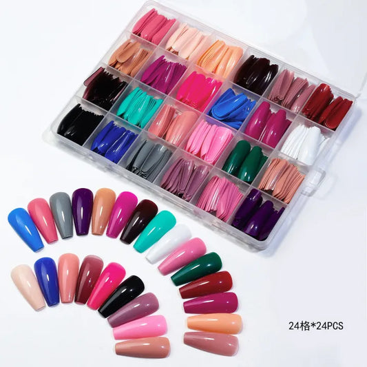 576 Pcs Box Colorful Nails Acrylic Full Cover Coffin Nail